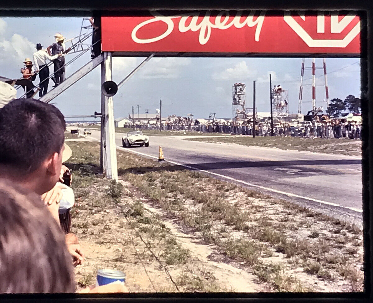  1960\'s Sebring FL 12 hour 1965 Race white car under mg sign