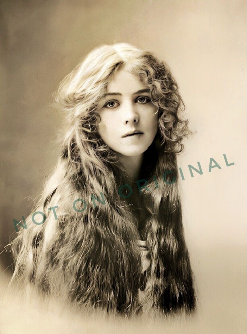 Vintage Old 1910 HD Photo Reprint of Beautiful Woman Girl with Long Brown Hair