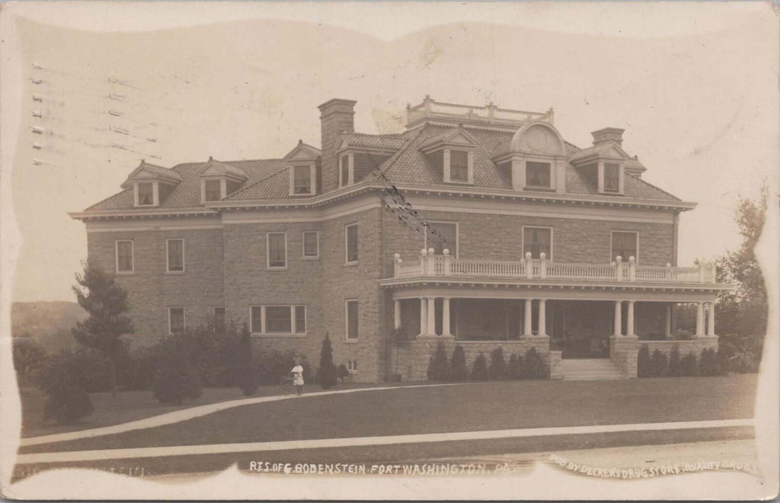 RPPC Postcard Residence of G Bodenstein Fort Washington PA 1912