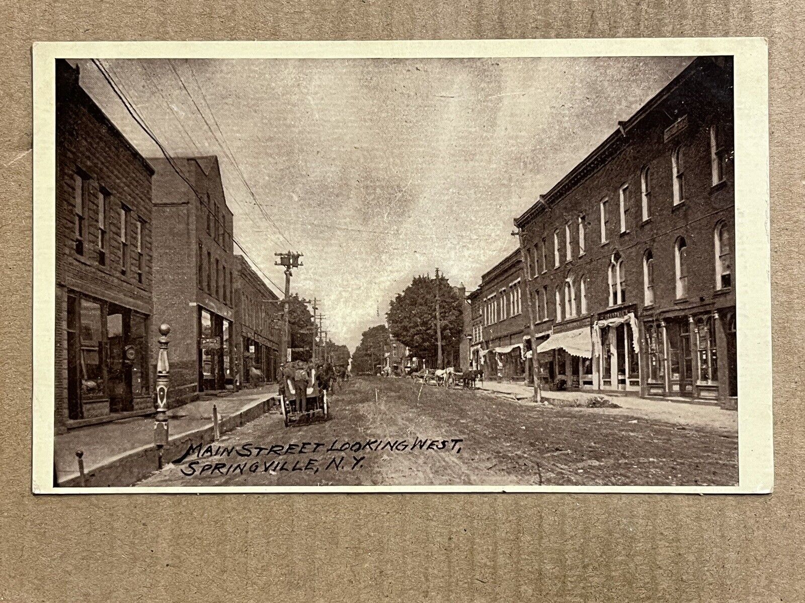 Postcard Springville NY New York Main Street Vintage PC