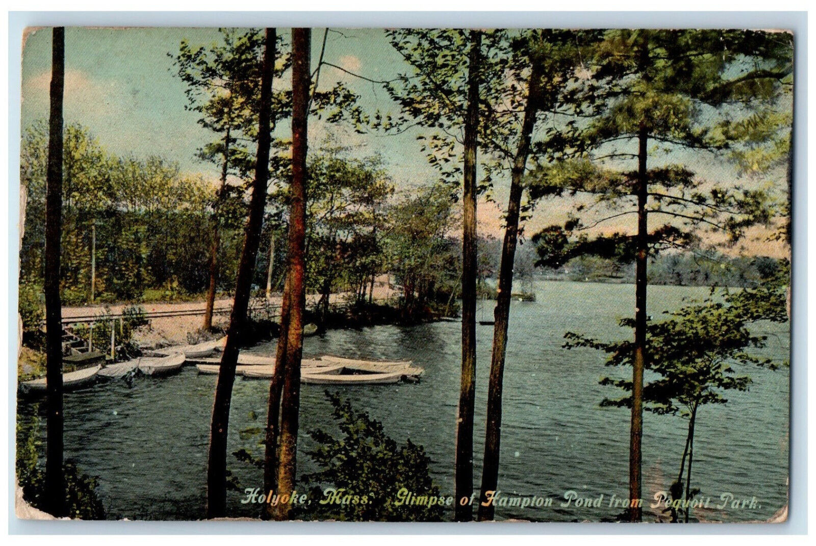 1911 Glimpse Of Hampton Pond From Pequoit Park Holyoke Westfield MA Postcard