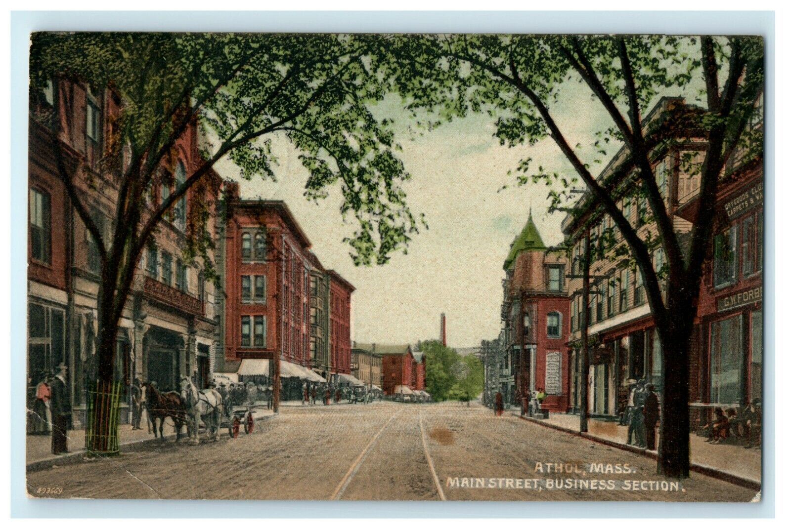 1910 Main Street Business Section Athol Massachusetts MA Antique Postcard