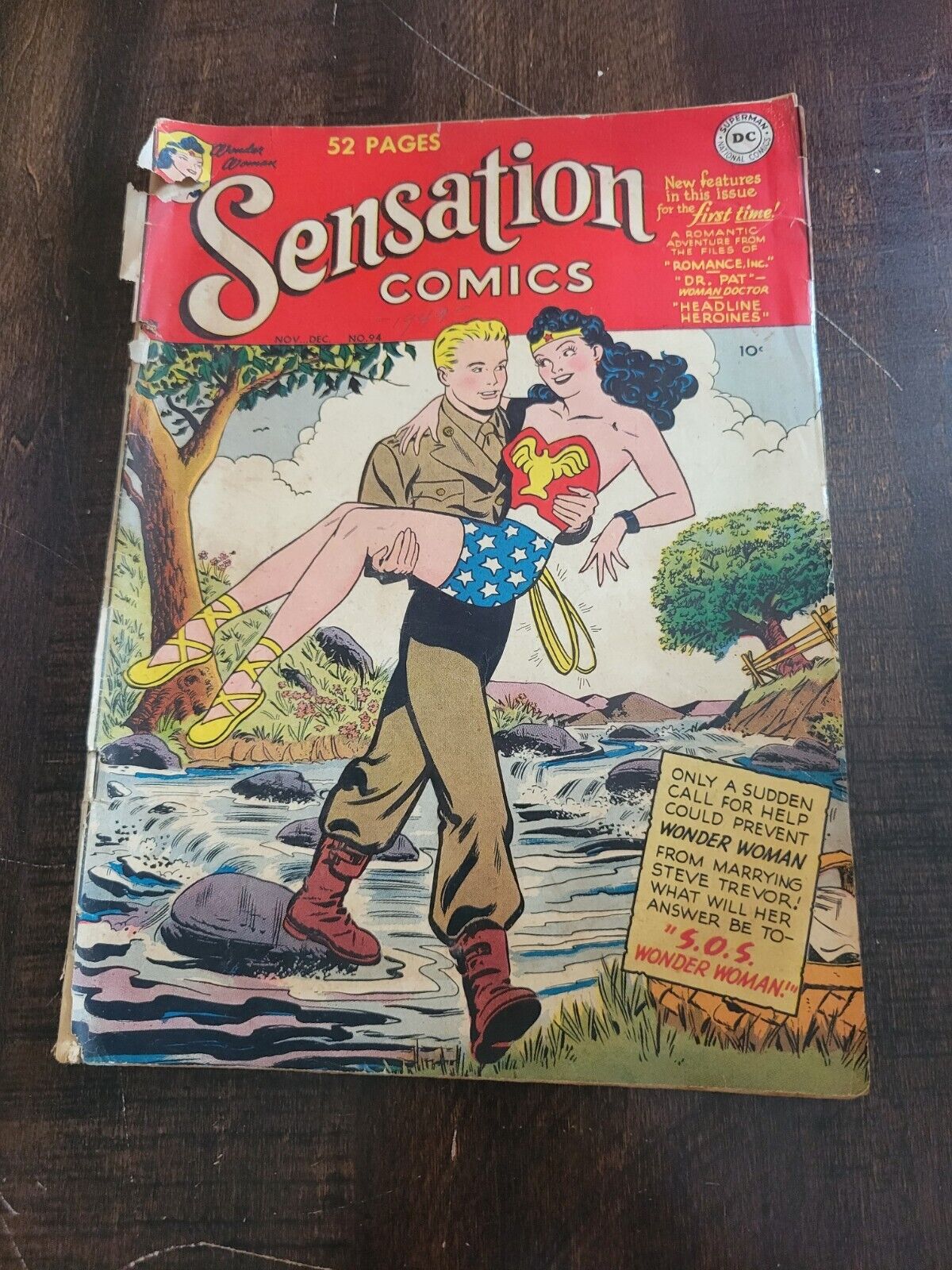 Vintage Sensation Comics 94 Wonder Woman 1st Dr. Pat 1st Romance 1949 Low-Grade