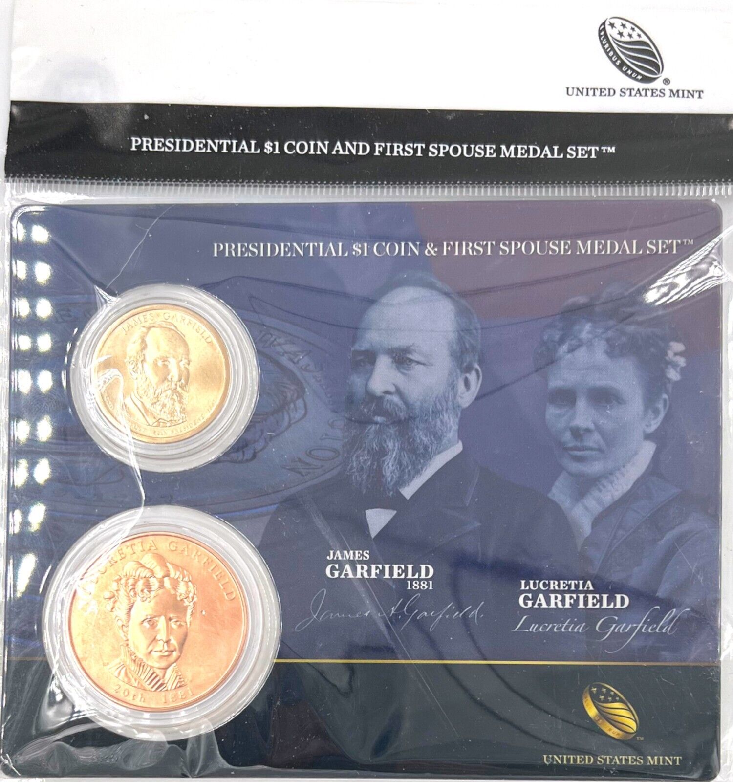 1881 Presidential $1 Coin & First Spouse Medal Set James & Lucretia Garfield