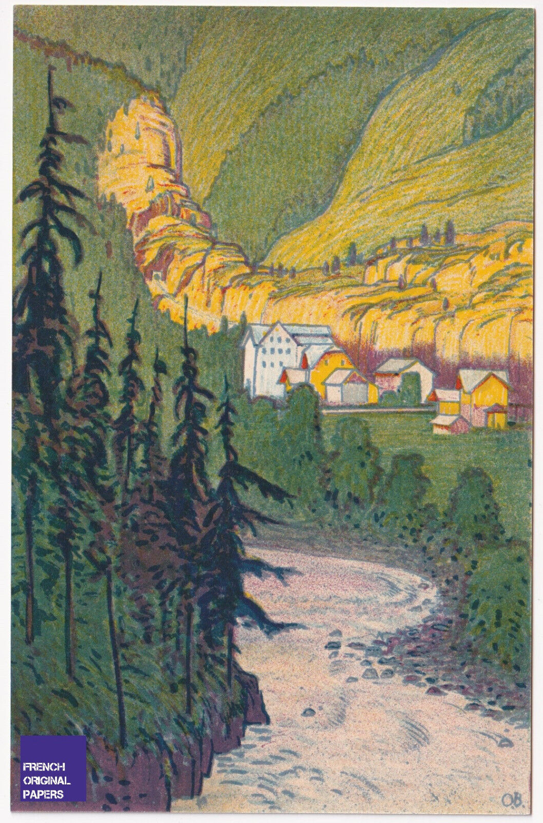 CPA Litho Finhaut Trento Martigny Chamonix 1915s Otto Baumberger Art Deco Alps
