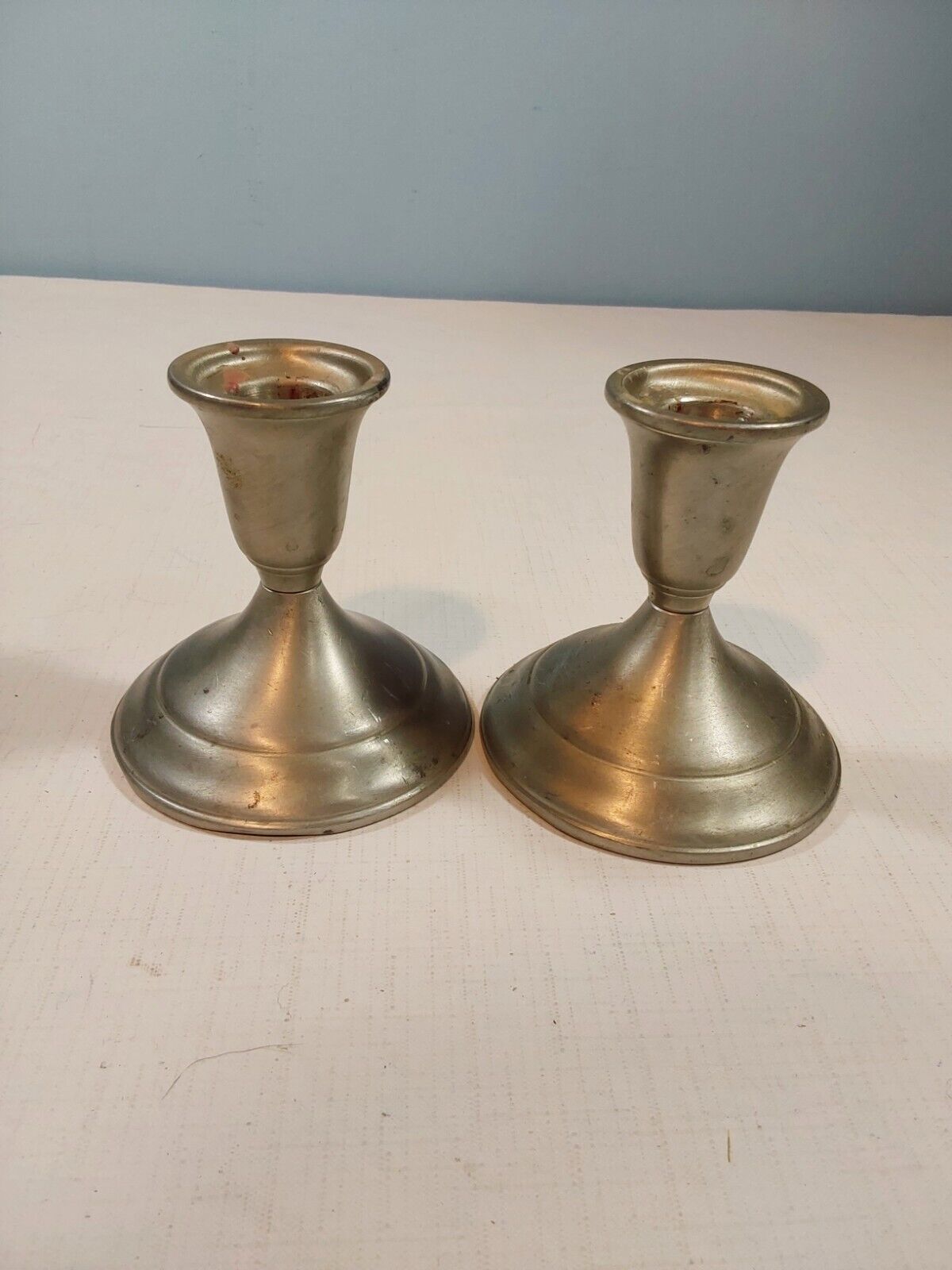 Lot of 2 Vintage Poole Pewter Candlestick Holders