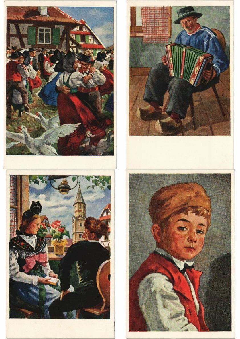 ALSACE ARTIST SIGNED FRENCH FOLKLORE 58 Vintage Postcards (L2925)