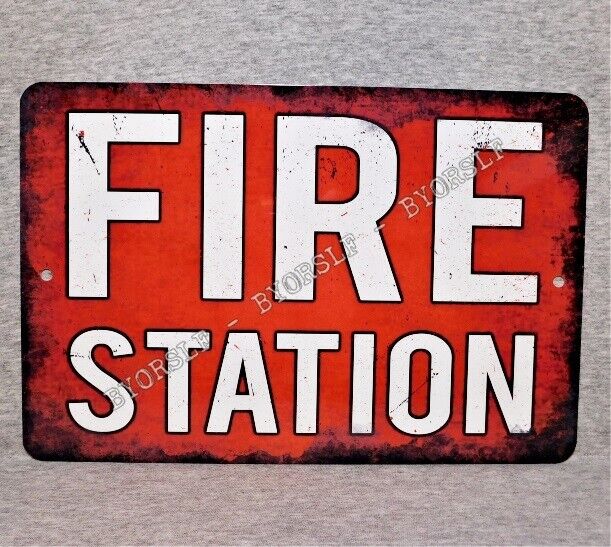 Metal Sign FIRE STATION department brigade rescue engine firefighter EMS truck