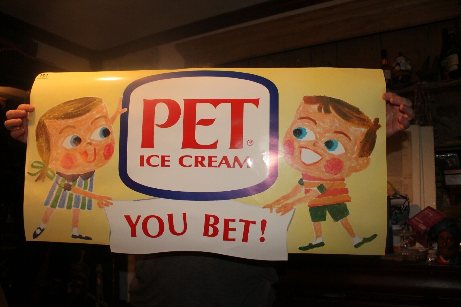 Vintage 1960\'s PET ICE CREAM Paper Sign 17\