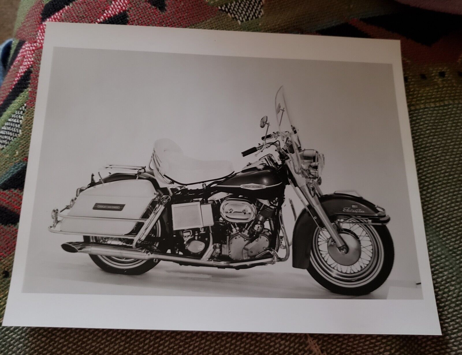 Vintage Harley Davidson Motorcycle 1960s B&W 8x10 Photo Electra Glide