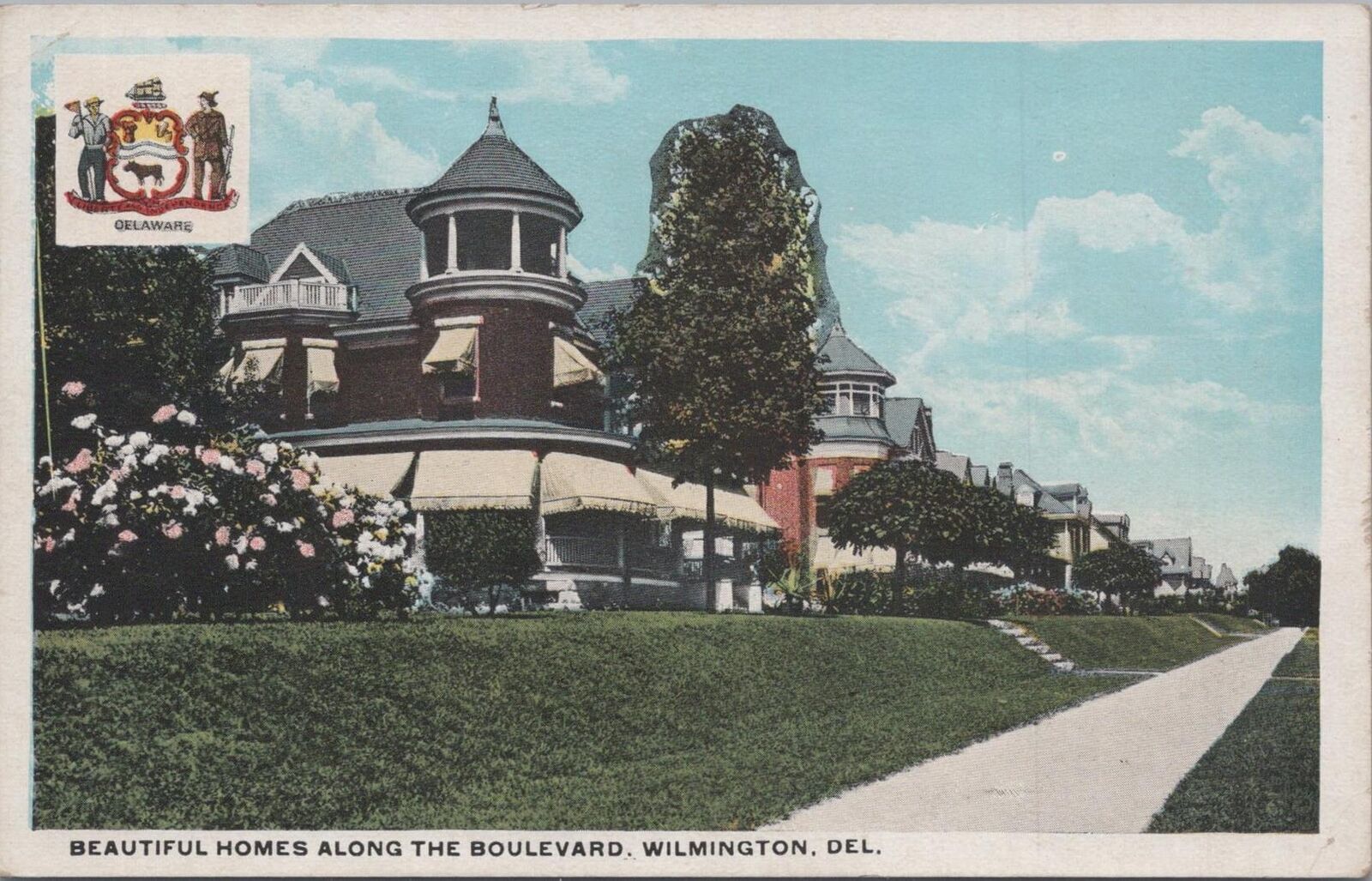 Postcard Beautiful Homes Along the Boulevard Wilmington DE 