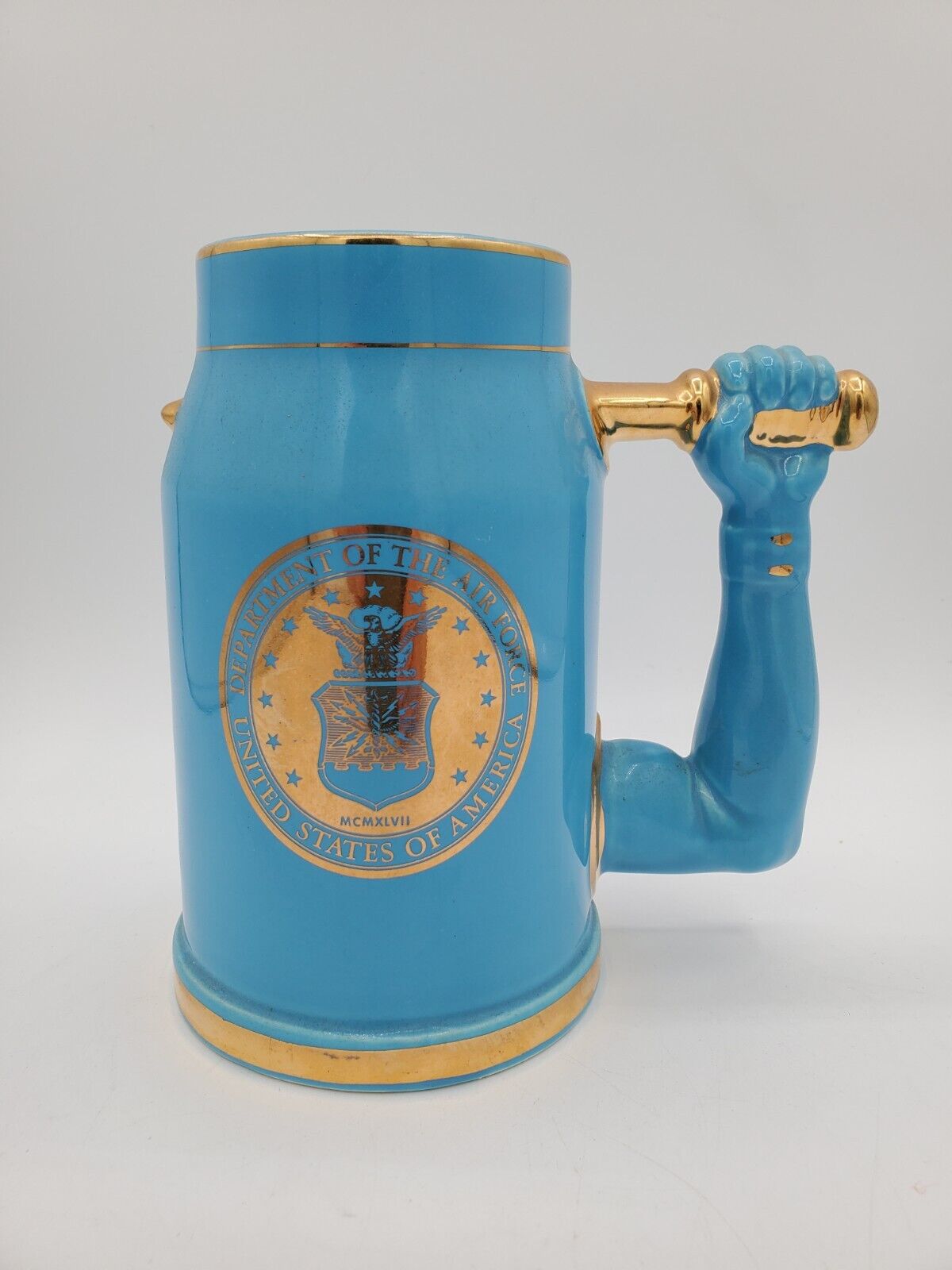 Vintage Kemper Ceramic Stein Mug Department of the Air Force Blue 6