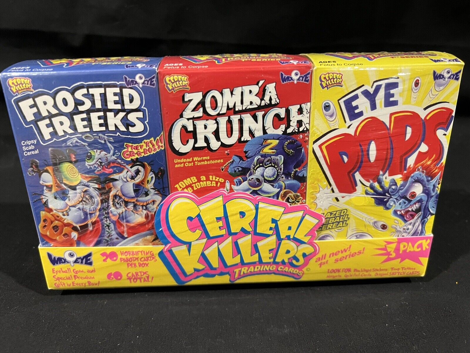WAX EYE CEREAL KILLERS SEALED 3 BOX SET LIKE GARBAGE PAIL KIDS WACKY PACKAGES