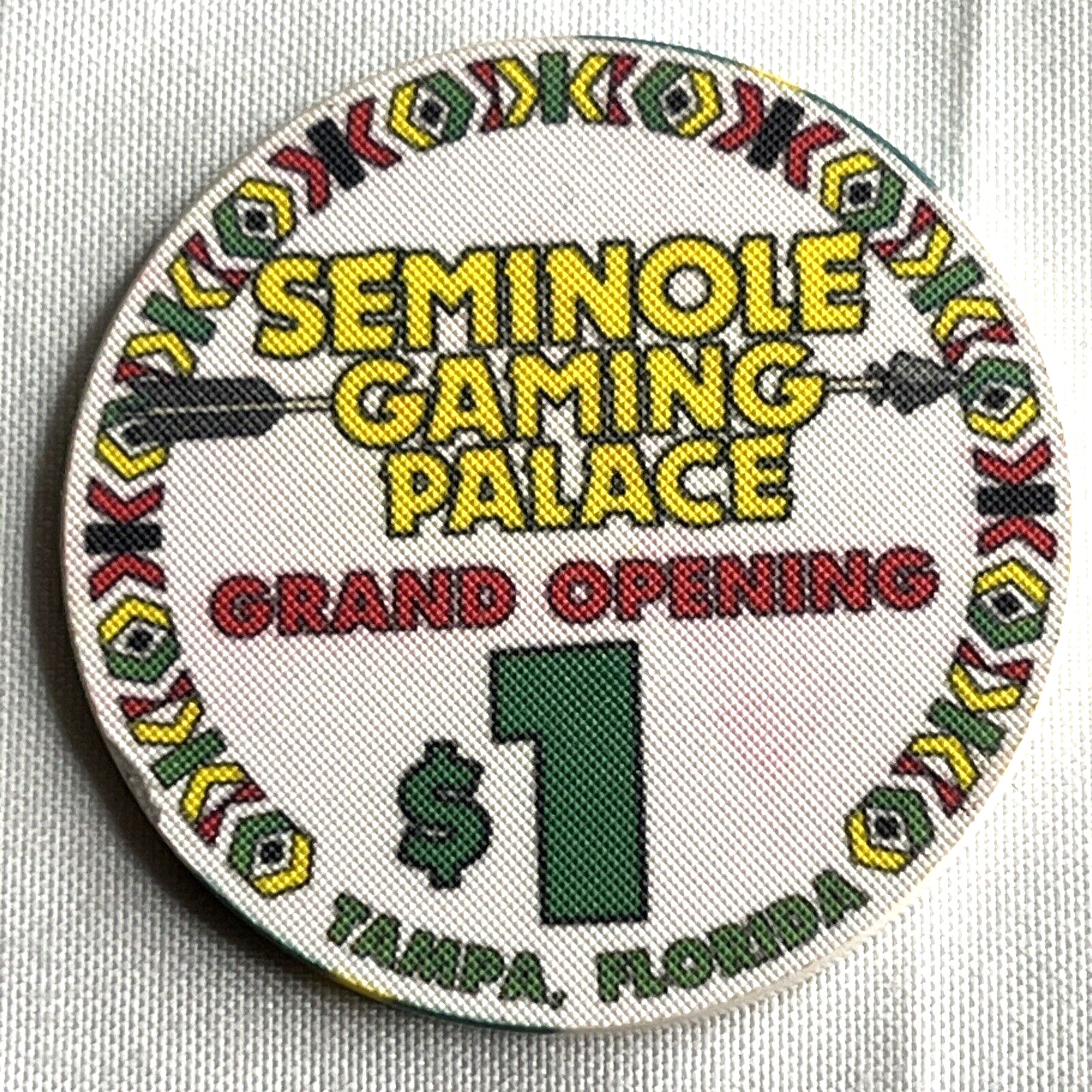 Seminole Gaming Palace Casino Chip One Dollar Poker Grand Opening Tampa Florida