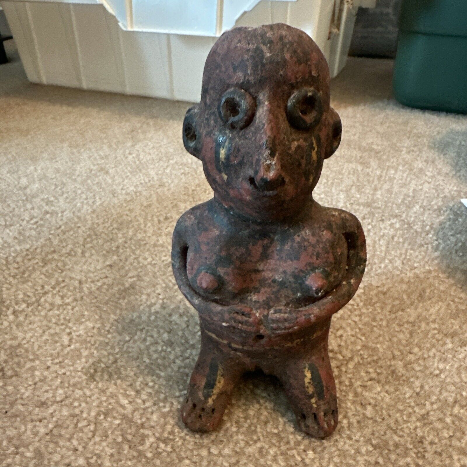 6” Vintage Inca Mayan Aztec Figurine Mexico Pottery Crude Figurine Terra Cotta