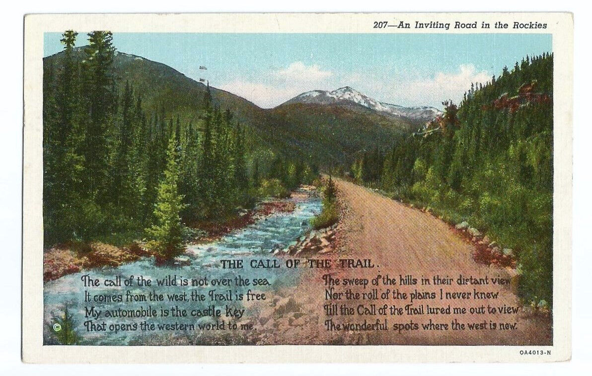 The Call of the Trail Poem Postcard Rocky Mountains