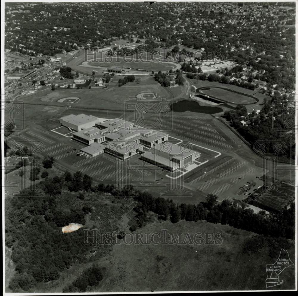 1970 Press Photo Aerial view of Brockton High School, Massachusetts - lrs20707