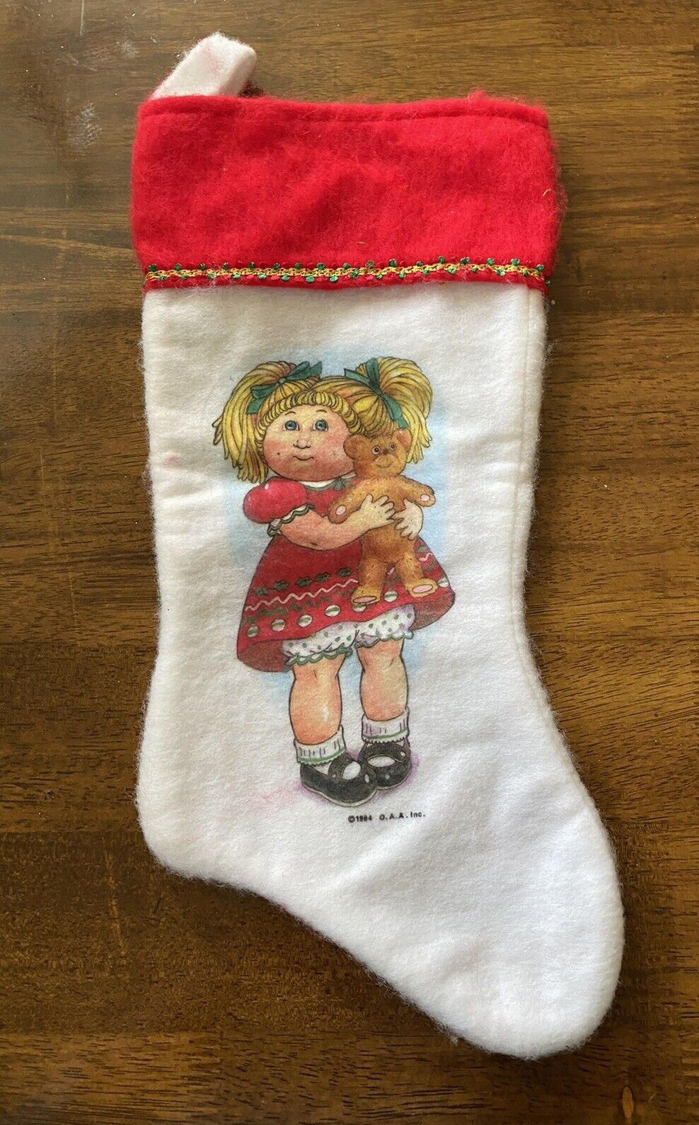 Vintage 1984 Cabbage Patch Girl Christmas Holiday Stocking Pre-Owned