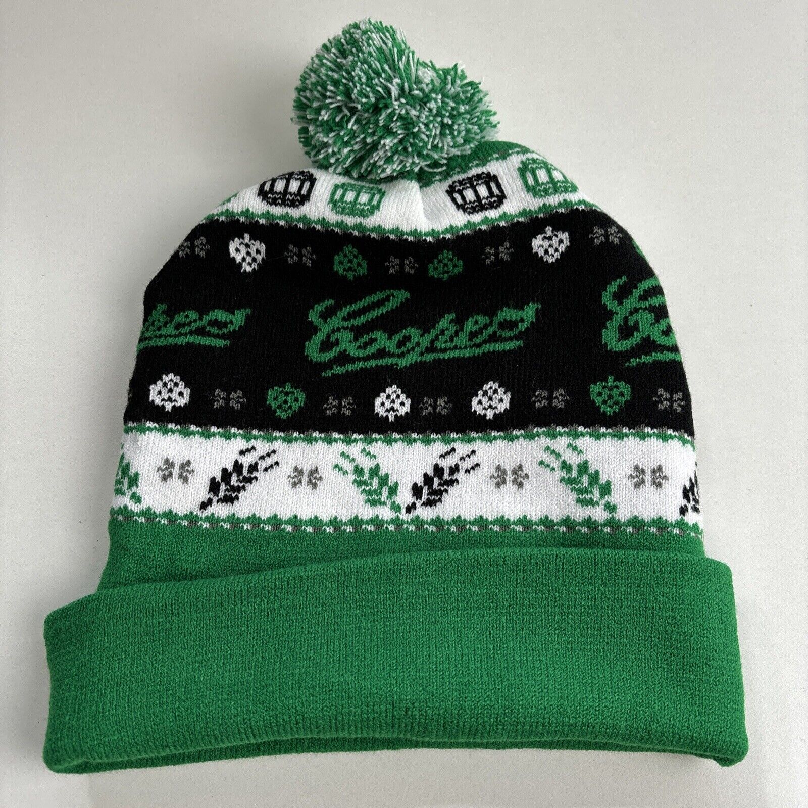 Coopers Brewery Beanie Ugly Christmas Pale Ale Beer Bright Green Black Merch Pom