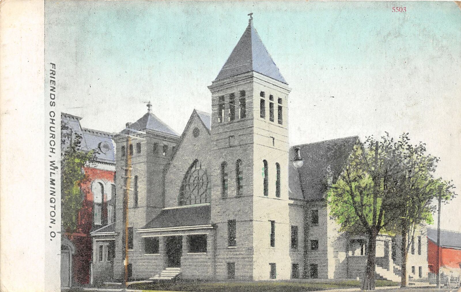 H86/ Wilmington Ohio Postcard c1915 Friends Church Building 161