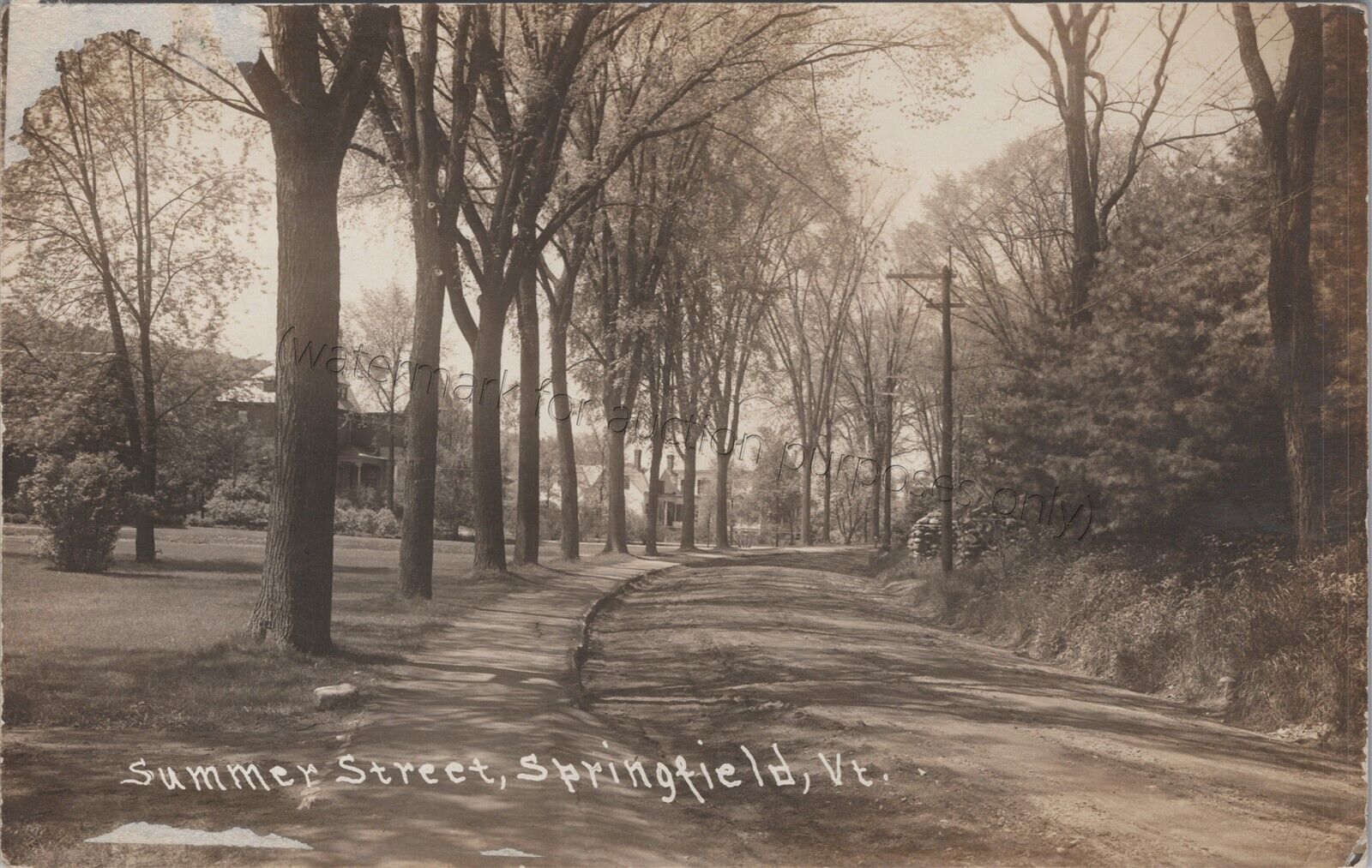 Springfield, VT: Summer St. 1918 RPPC - Windsor Co, Vermont Real Photo Postcard