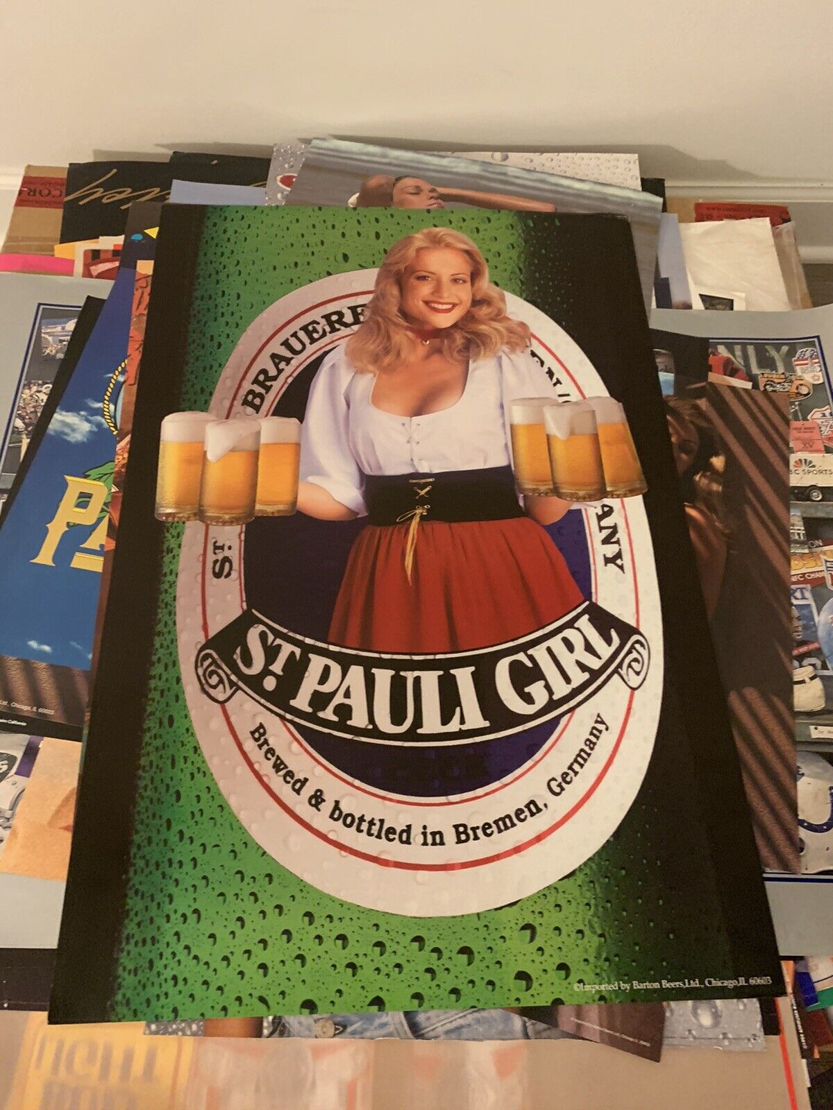 2 Lot Vintage Poster 20”x30” St Pauli Girl Beer Barton Chicago Ad Germany Model