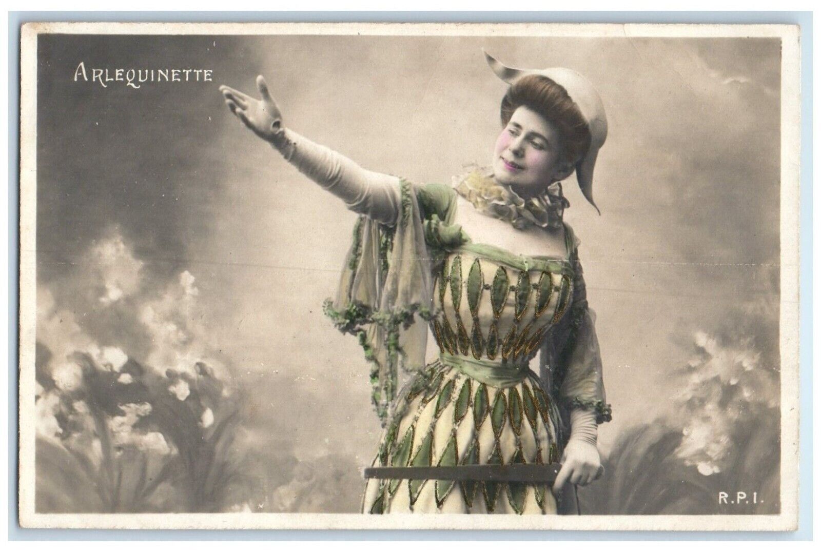c1905 Pretty Woman Arlequinette Theater RPPC Photo Unposted Antique Postcard