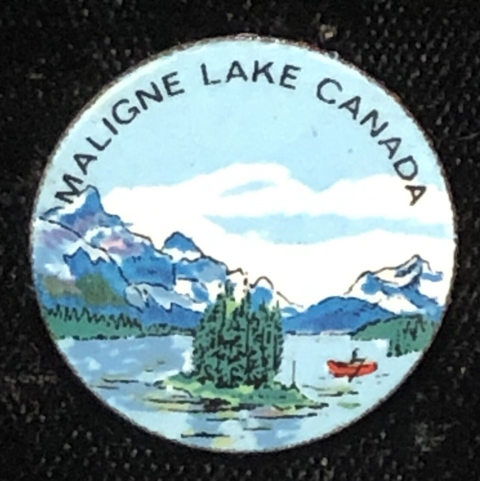 Vintage Maligne Lake Canada Souvenir Travel Scenic Pin