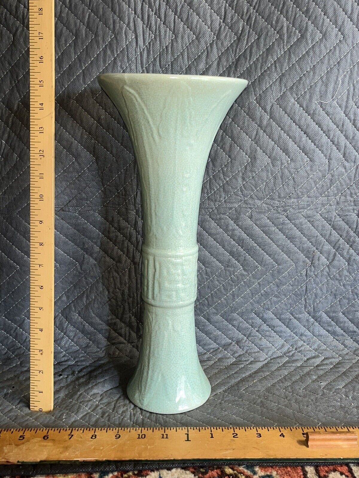 Vintage Chinese Celedon Gu Style Vase