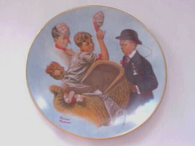 Collectible 1978 Norman Rockwell Mother\'s Day Plate Gold Rim 8 1/2\
