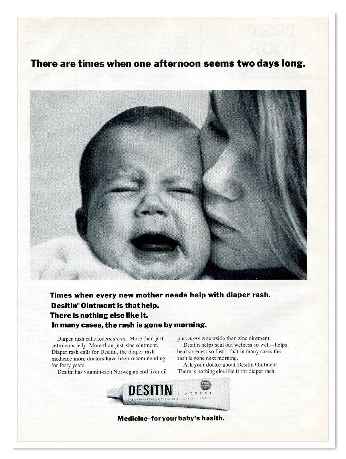 Desitin Ointment Baby\'s Diaper Rash Medicine Vintage 1968 Full-Page Magazine Ad