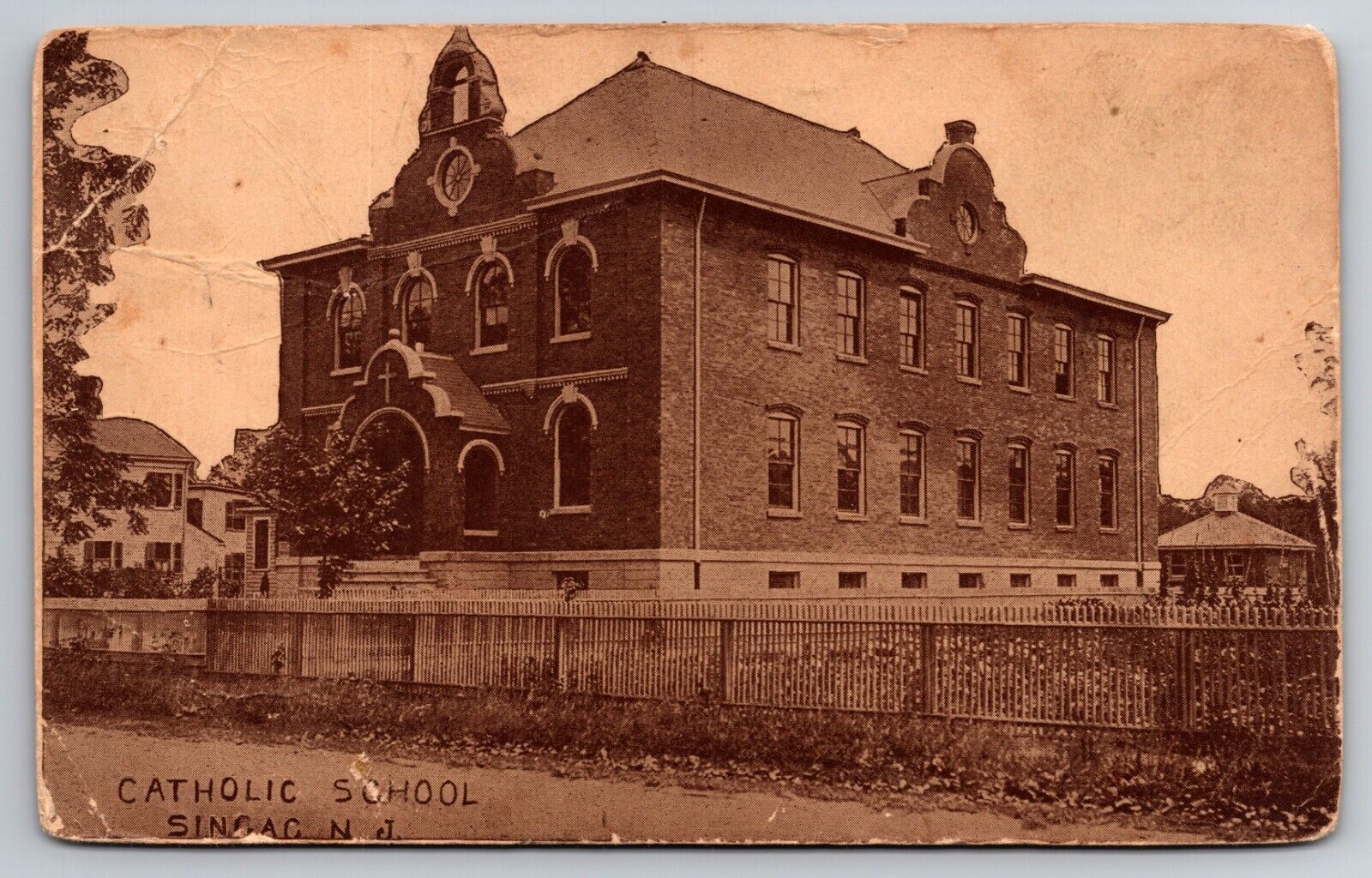 Catholic School Building Singac New Jersey c1915 Postcard