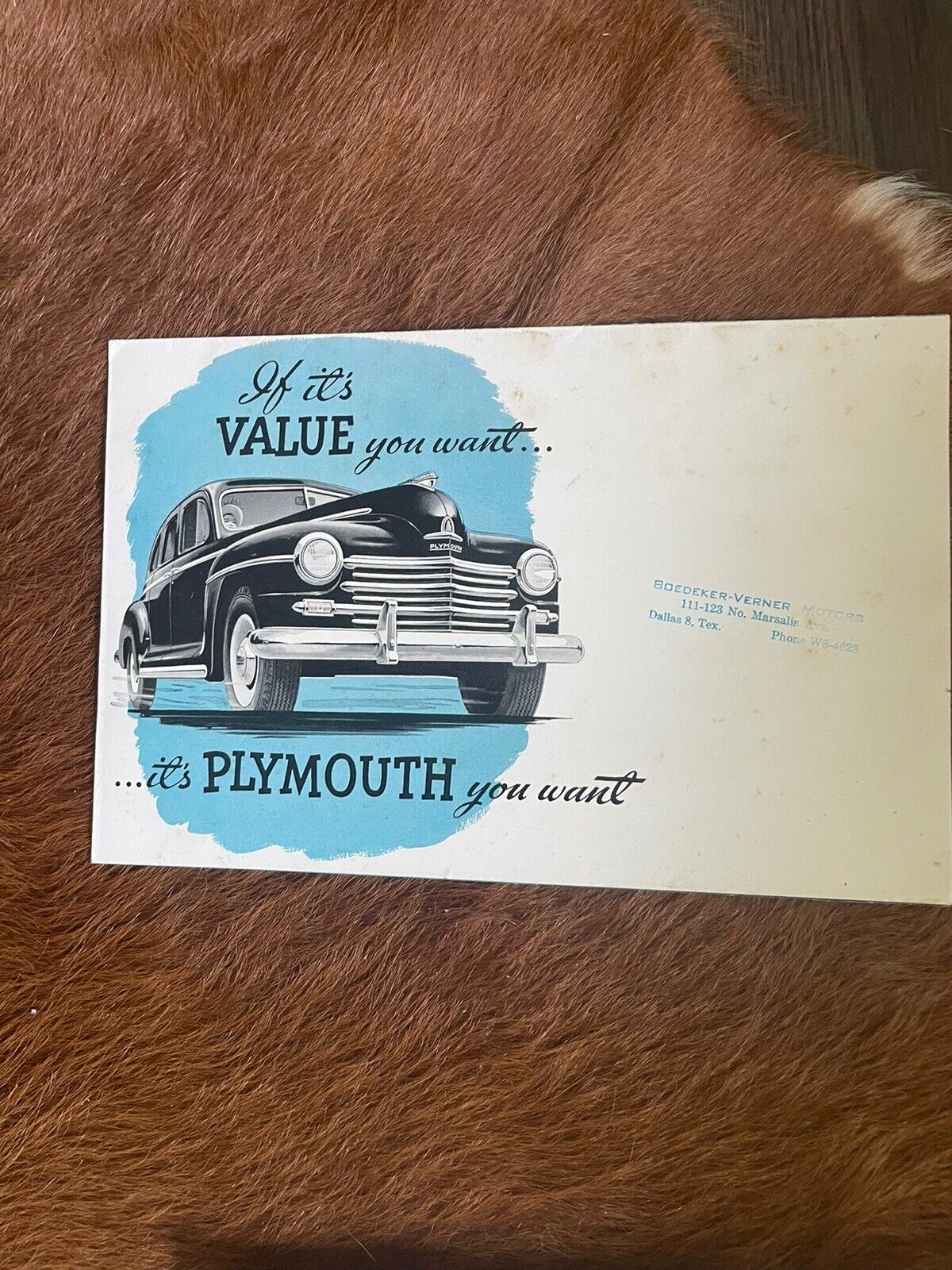 Antique Auto Sales Brochure For 1938 Plymouth.