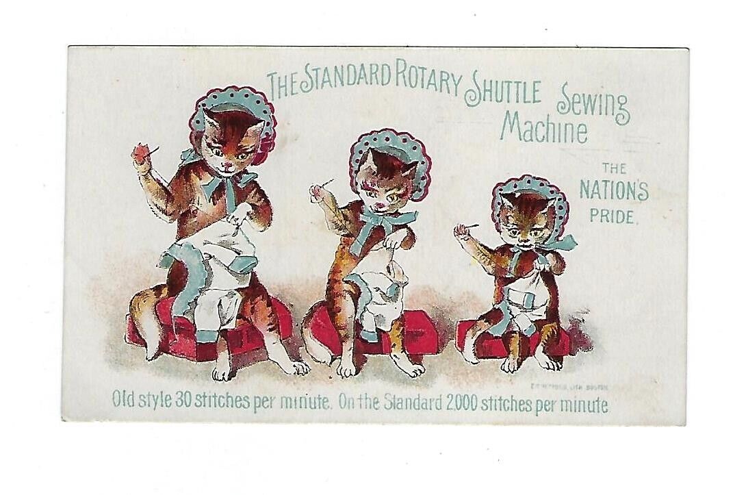 c1880\'s Victorian Trade Card Standard Sewing Machine Fantasy Cats