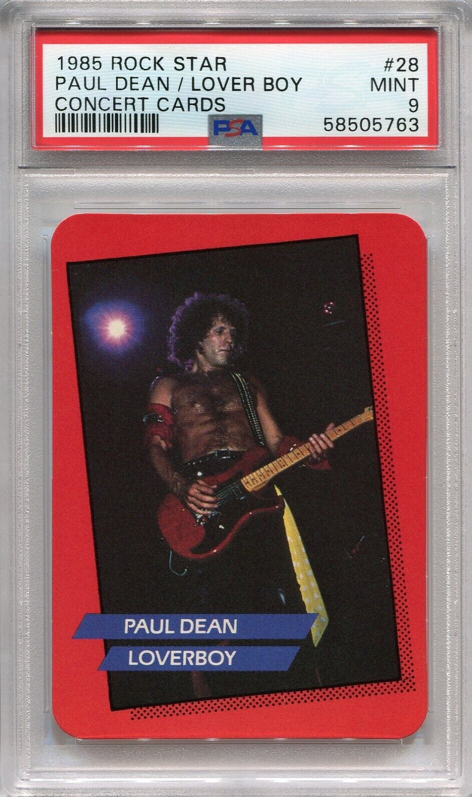 1985 Rock Star Concert Cards #28 Paul Dean HOF / Loverboy PSA 9 POP 1