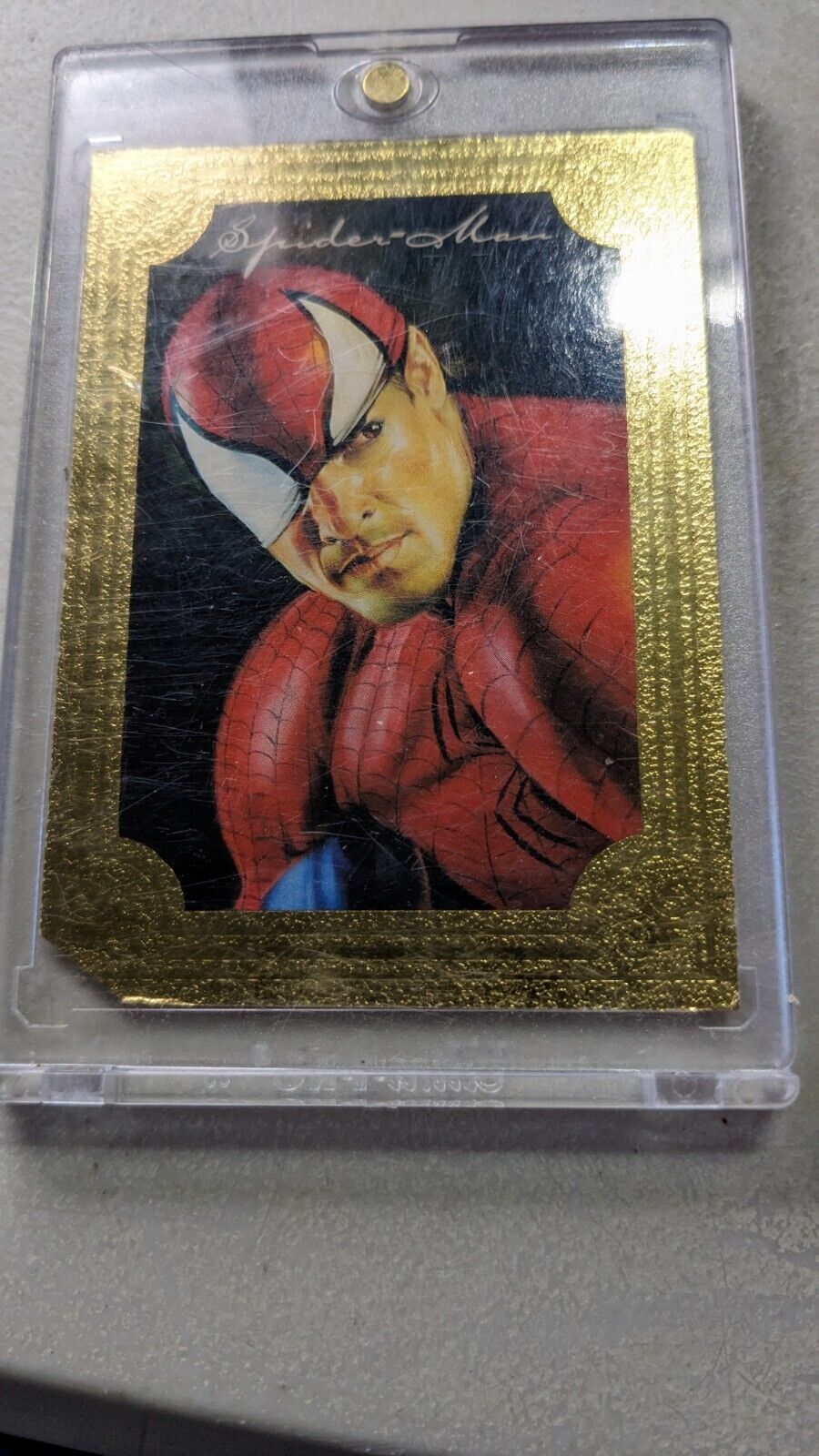1996 Marvel Masterpieces Spider-Man Gold Gallery #5 of 6 Die Cut Promo Card Rare