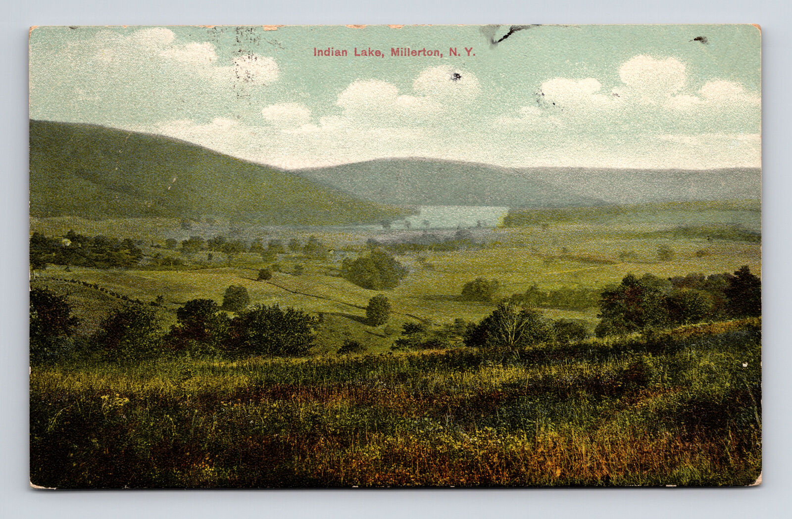 1910 DB Postcard Millerton NY New York Panoramic Scenic View Indian Lake