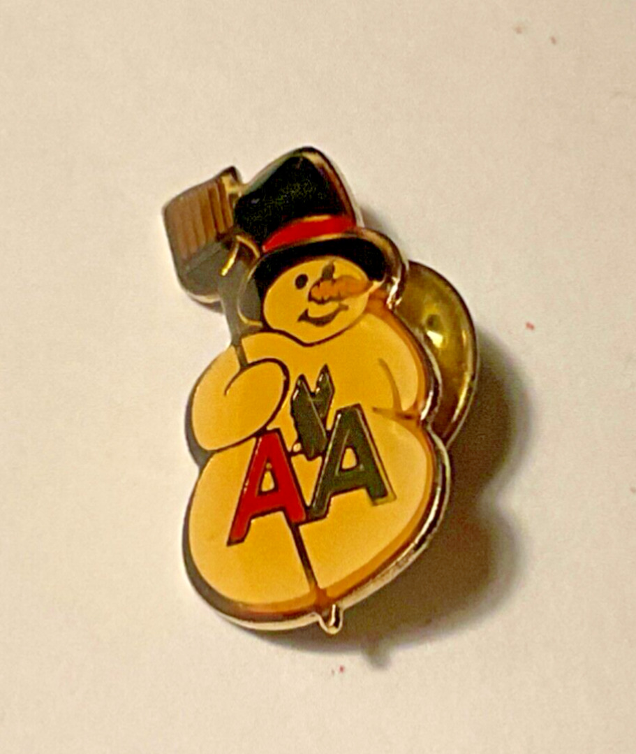 Vintage American Airlines Hat Lapel Pin Snowman Christmas AA RARE