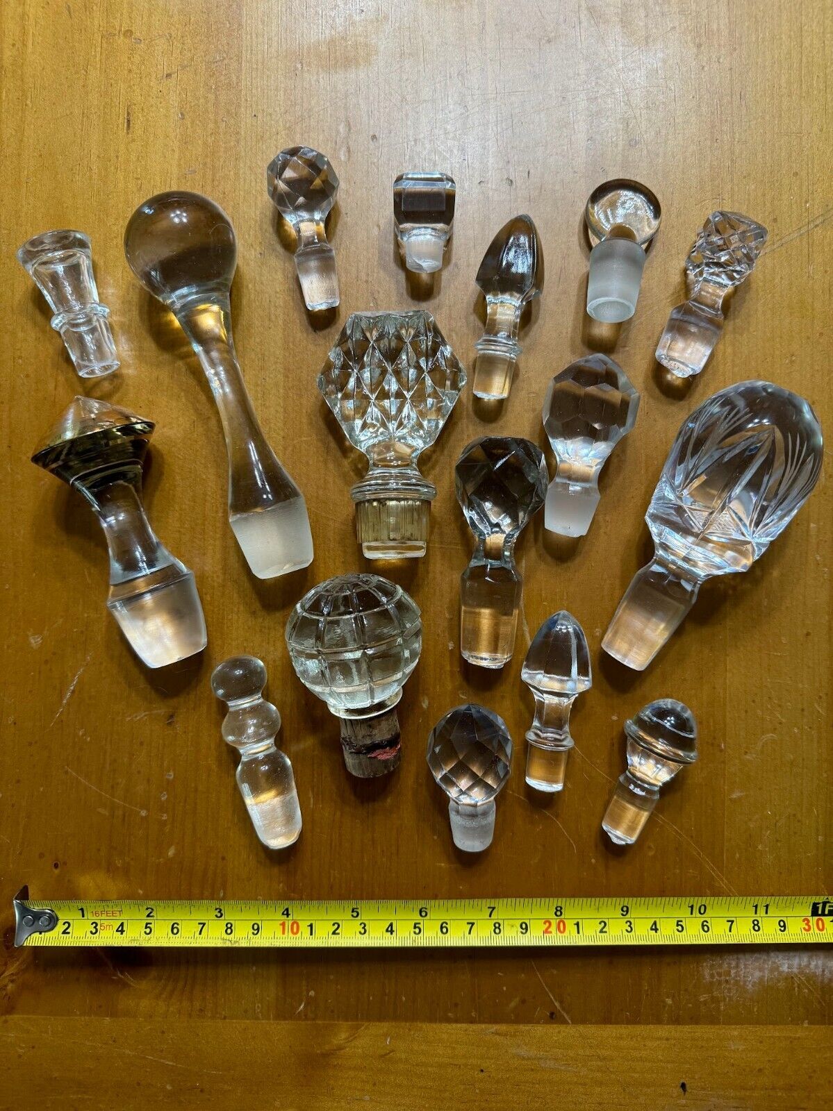 Vintage Antique Glass Crystal Bottle Decanter Corks Stoppers Tops Lot Of 17