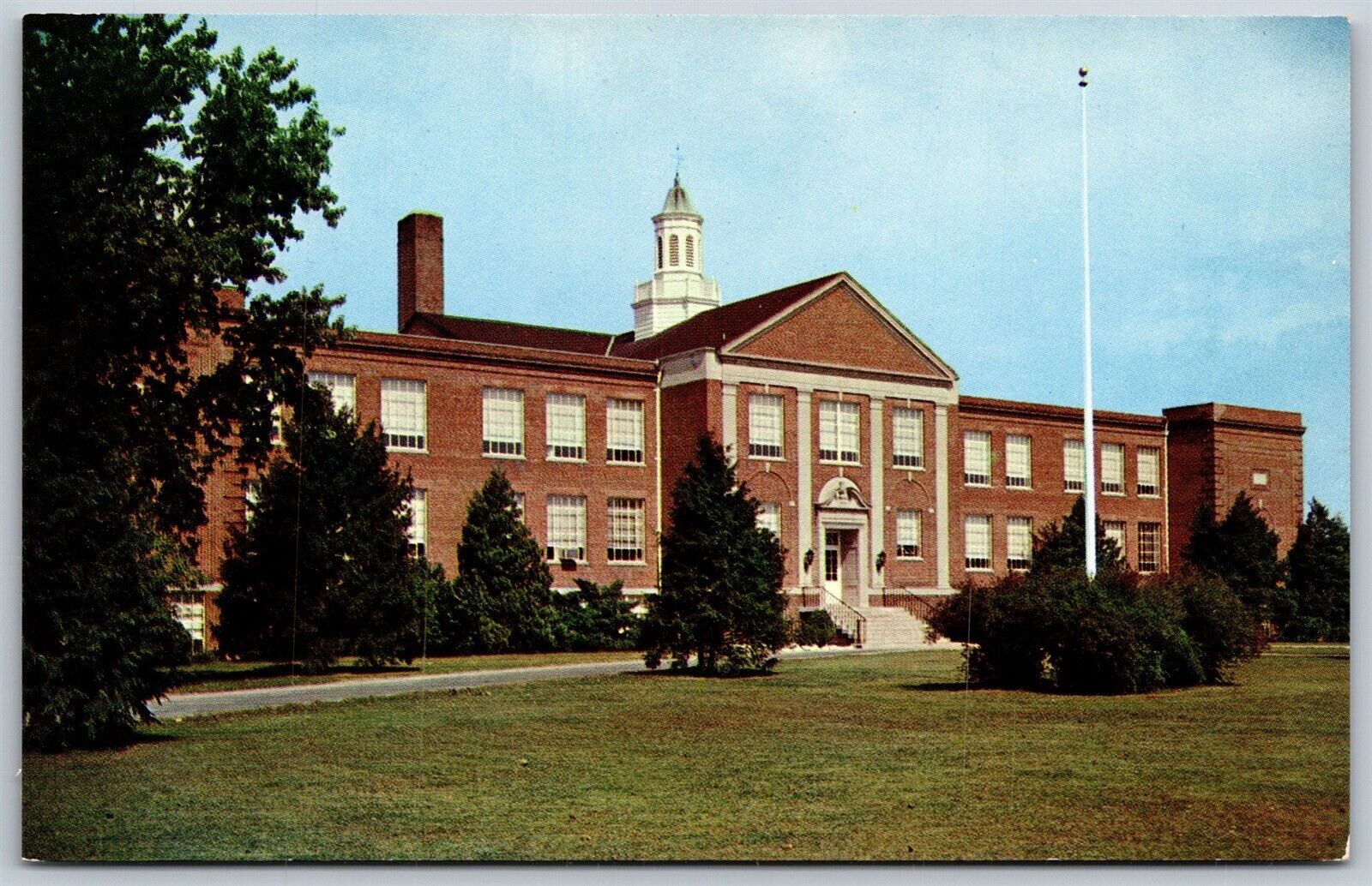 Vtg Dover Delaware DE Dover High School 1950s Chrome View Postcard
