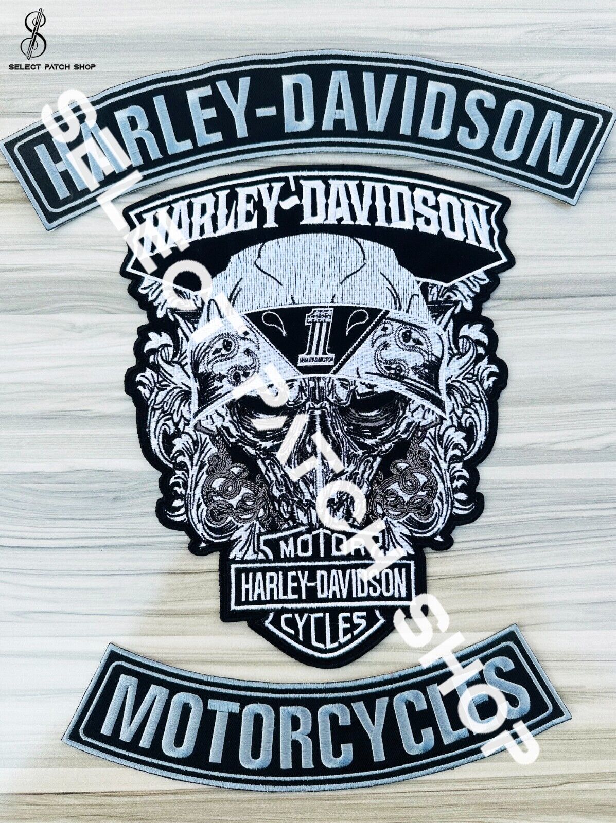 H - D Skull Large Back Patch - Harley Motorcycle 12\
