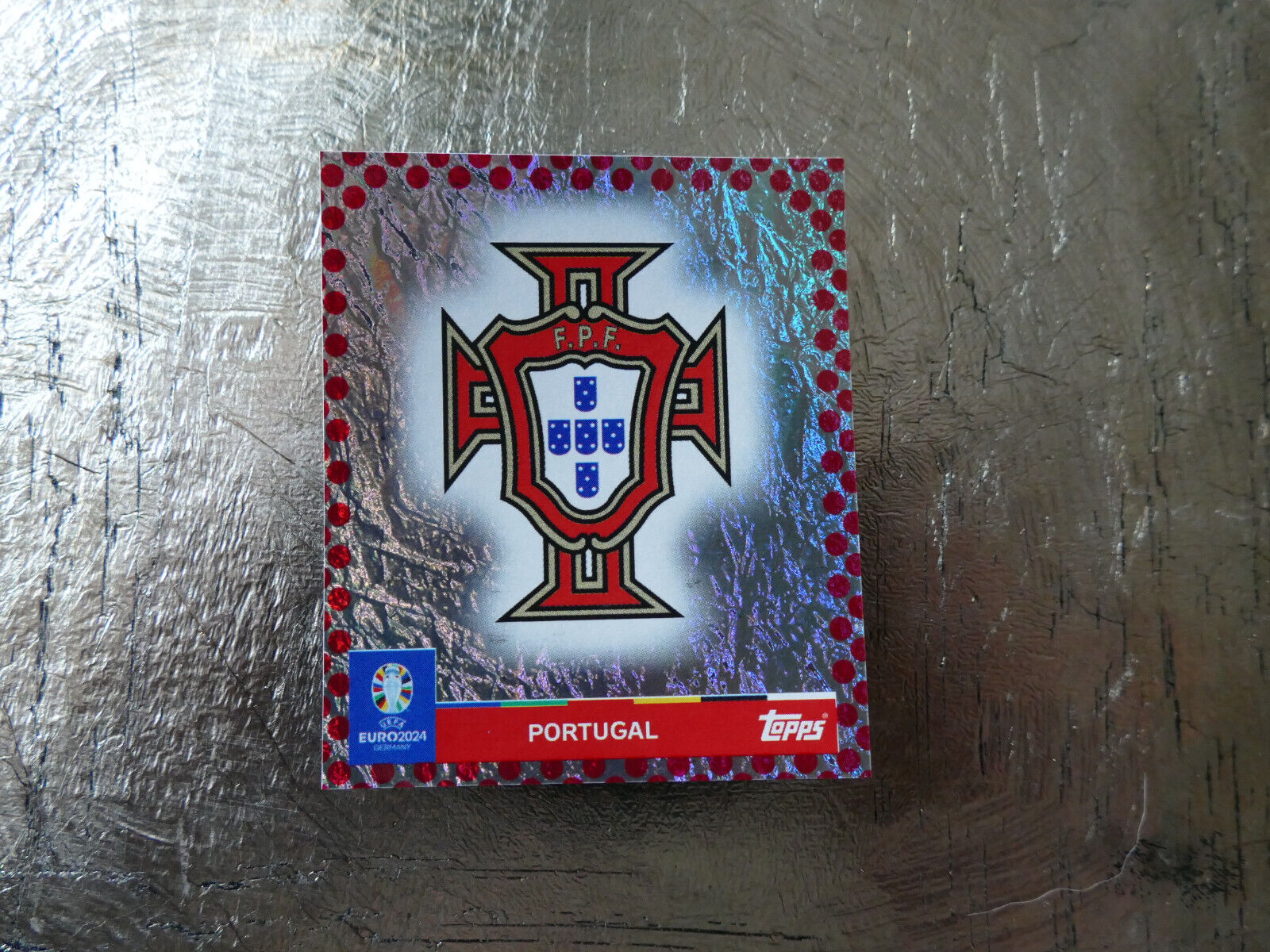 Topps sticker UEFA Football European Championship 2024 POR 1 Portugal logo parallel / border