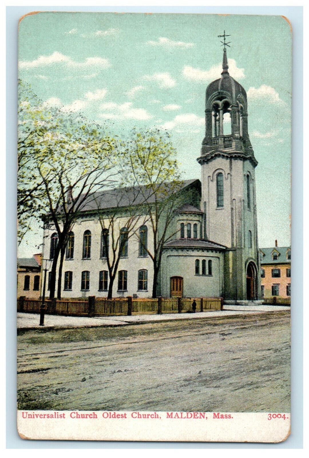 1911 Universalist Church, Malden, Massachusetts MA Cancel Posted Postcard