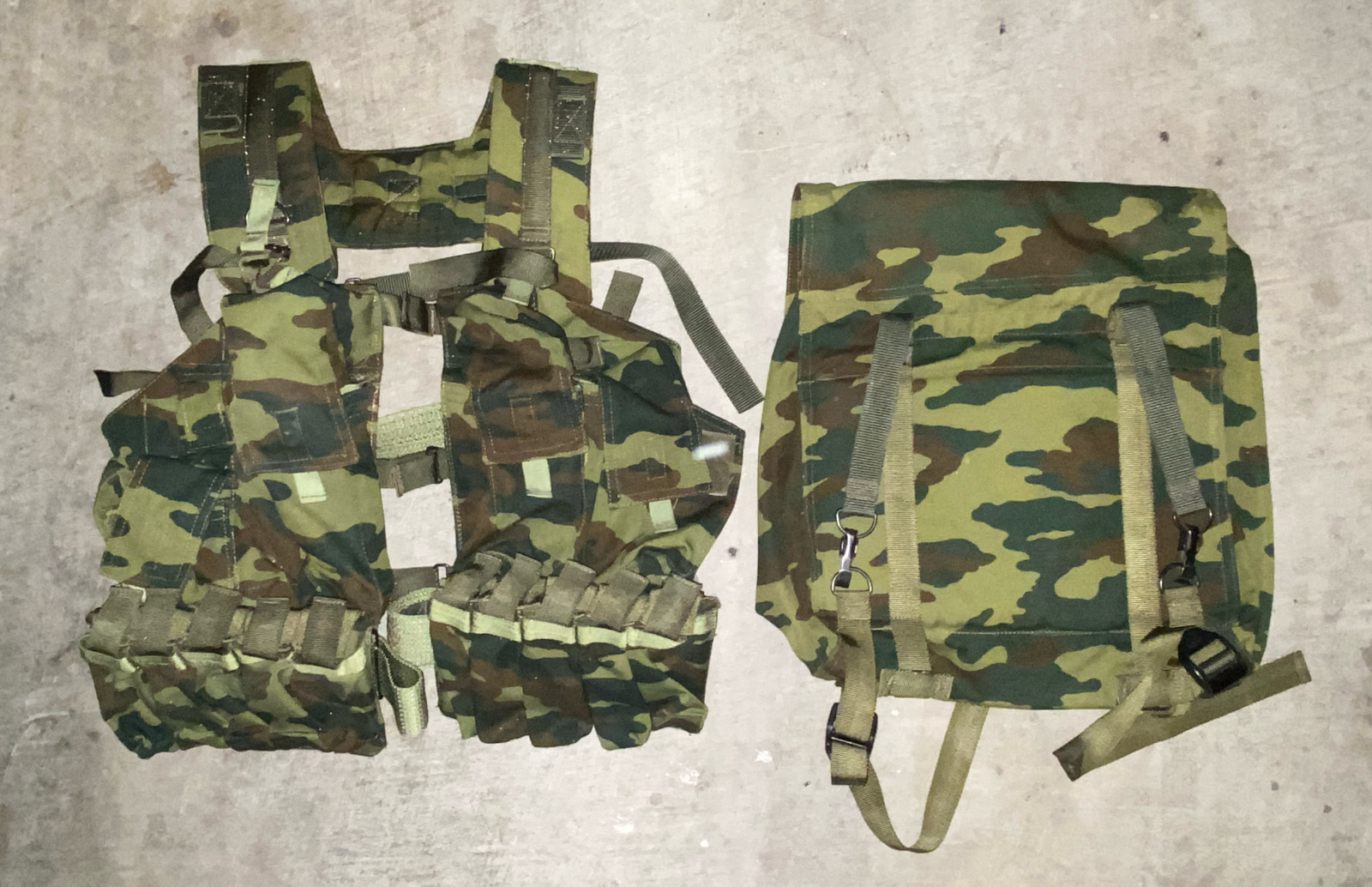 Genuine 6sh92 Russian Military Army Chest Rig Vest Flora with Backpack + Pouches
