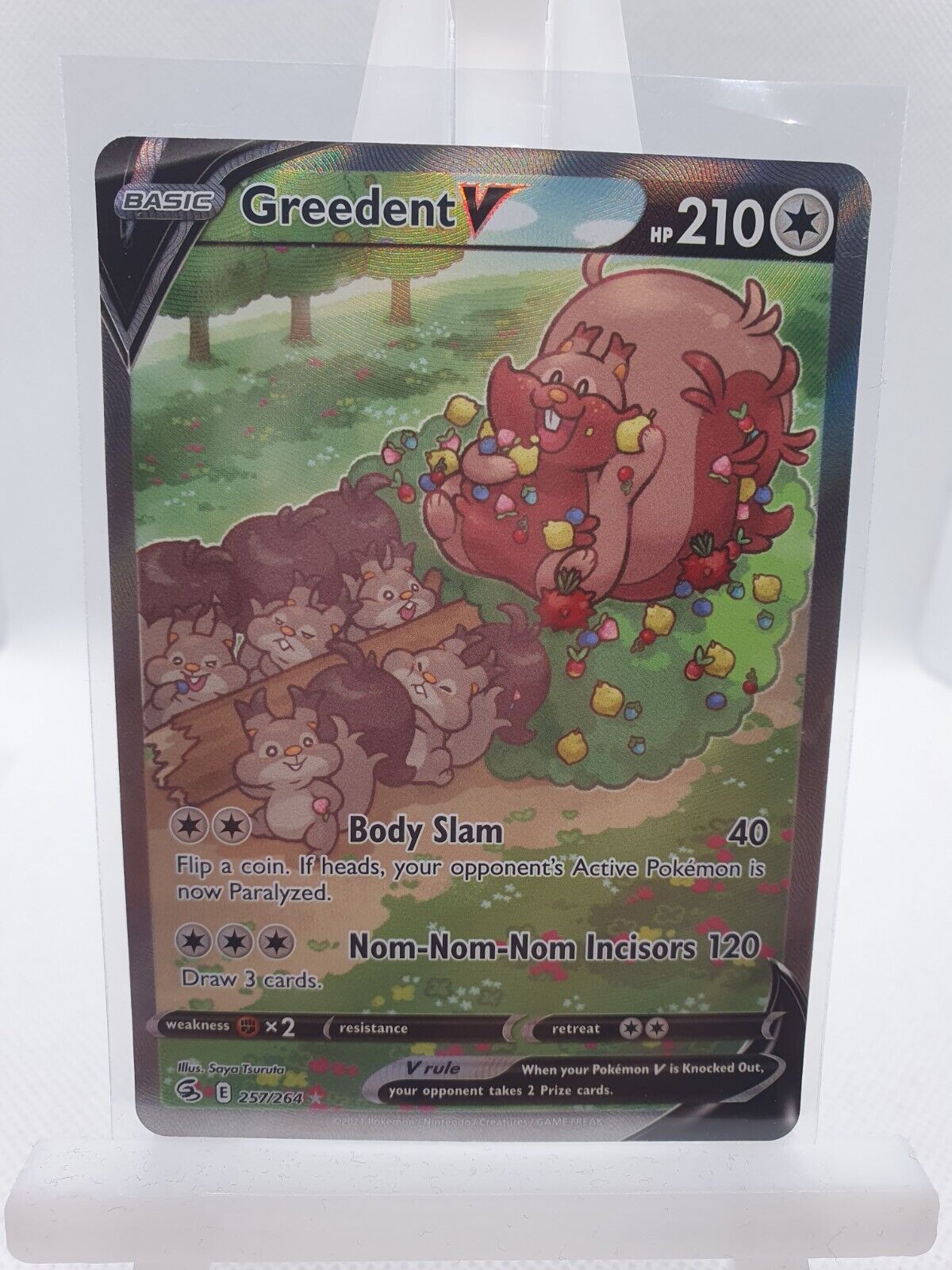 Pokémon TCG Greedent V Fusion Strike 257/264 Holo Full Art Ultra Rare