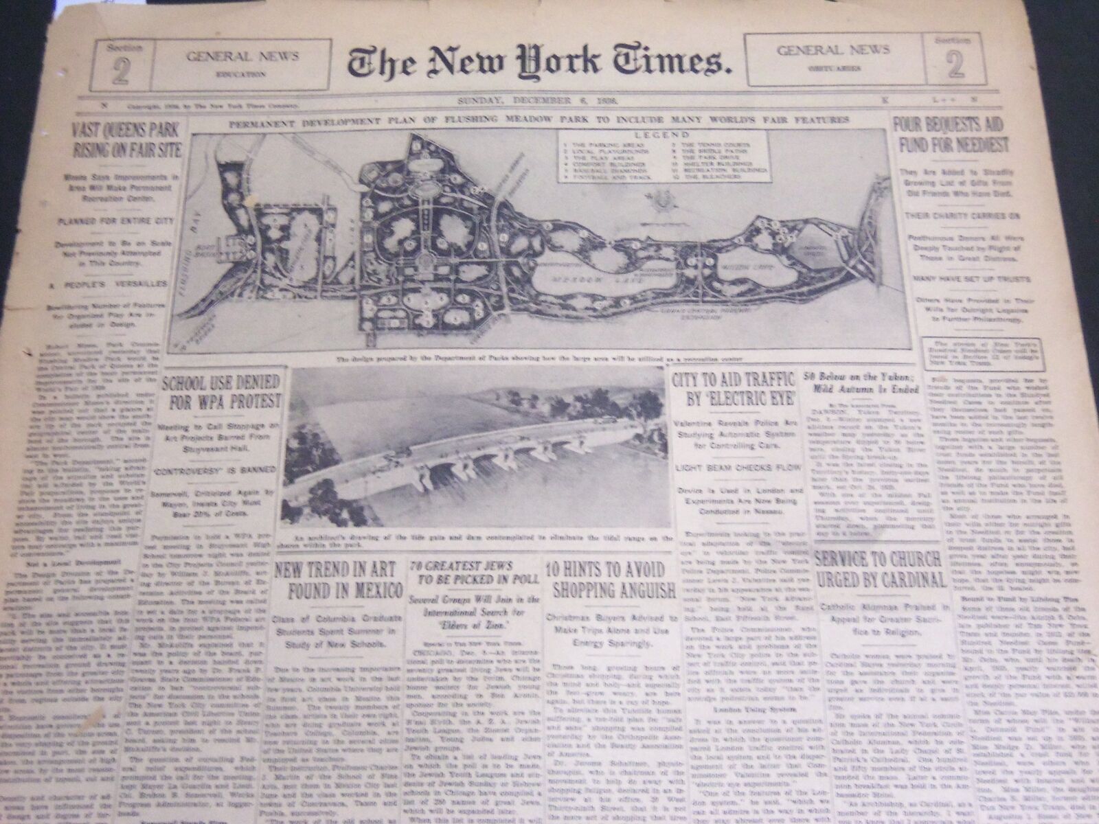 1936 DECEMBER 6 NEW YORK TIMES GENERAL NEWS - VAST QUEENS PARK RISING - NT 7003