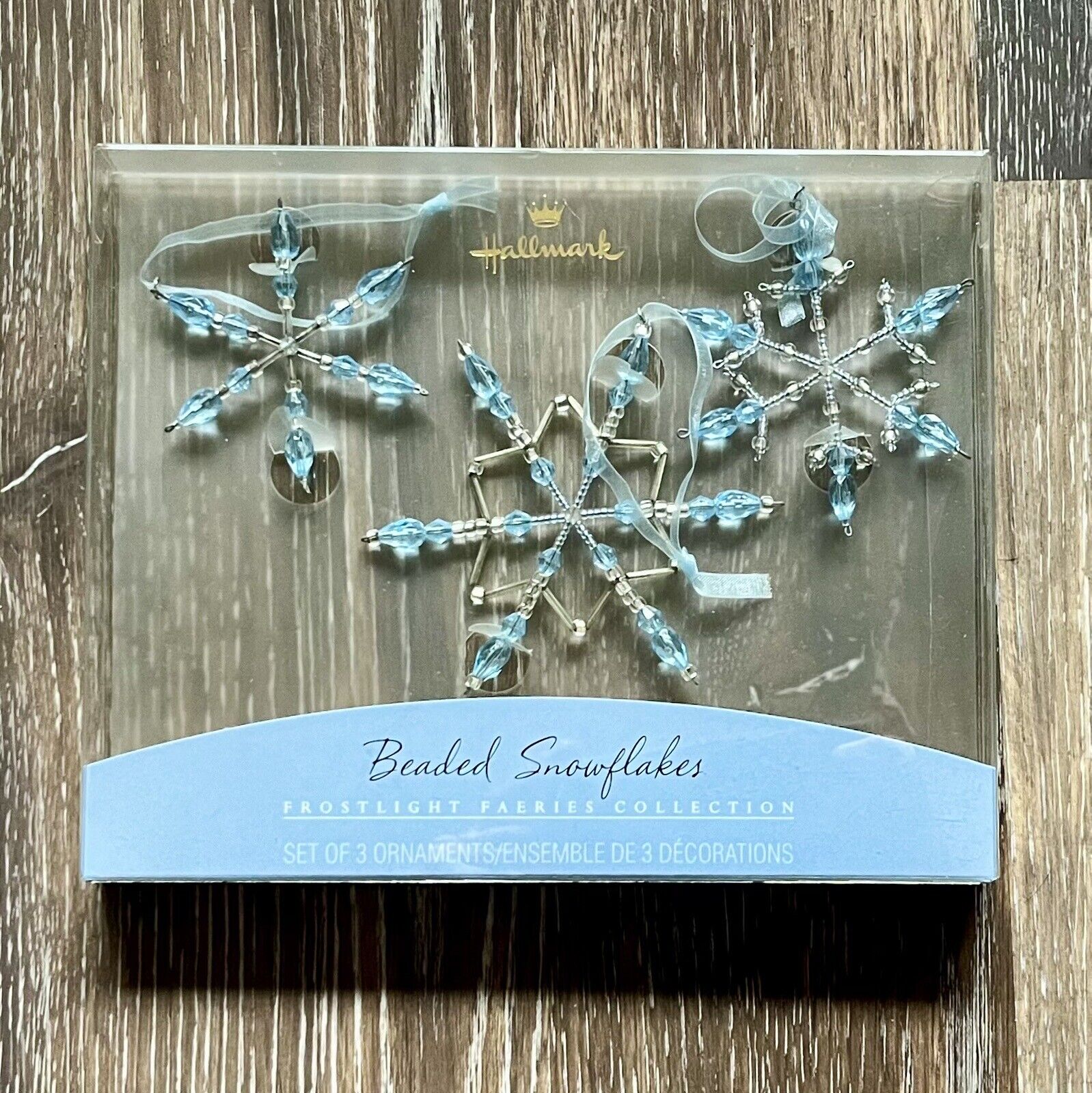 Hallmark Beaded Snowflakes Blue Frostlight Faeries Collection Ornaments 2001