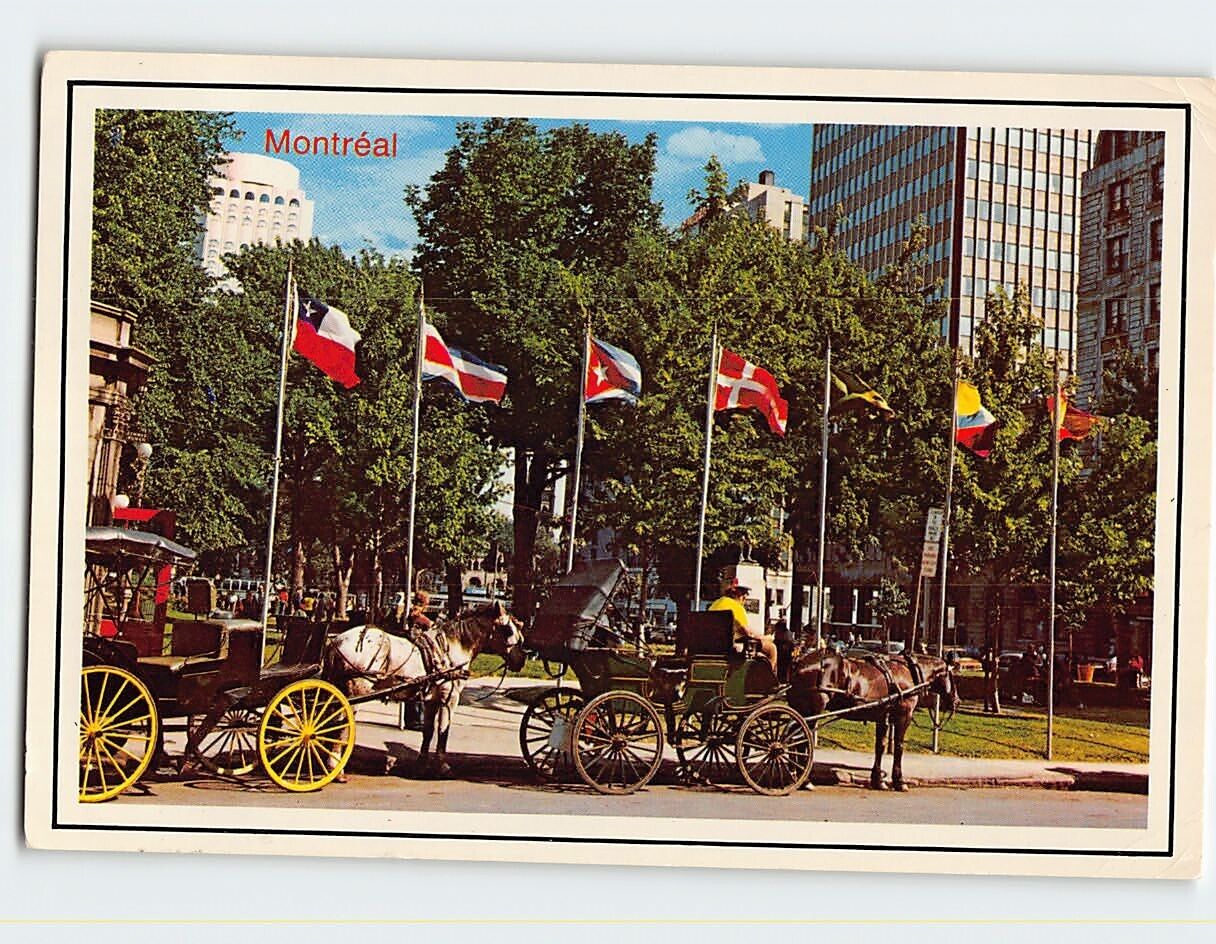 Postcard Calèches Dominion Square Montreal Canada