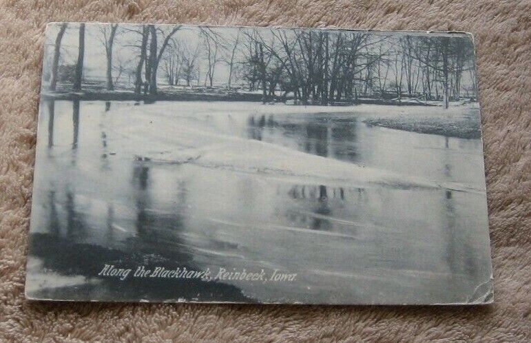 Reinbeck IA Iowa Postcard Black Hawk Creek Winter Scene 1910