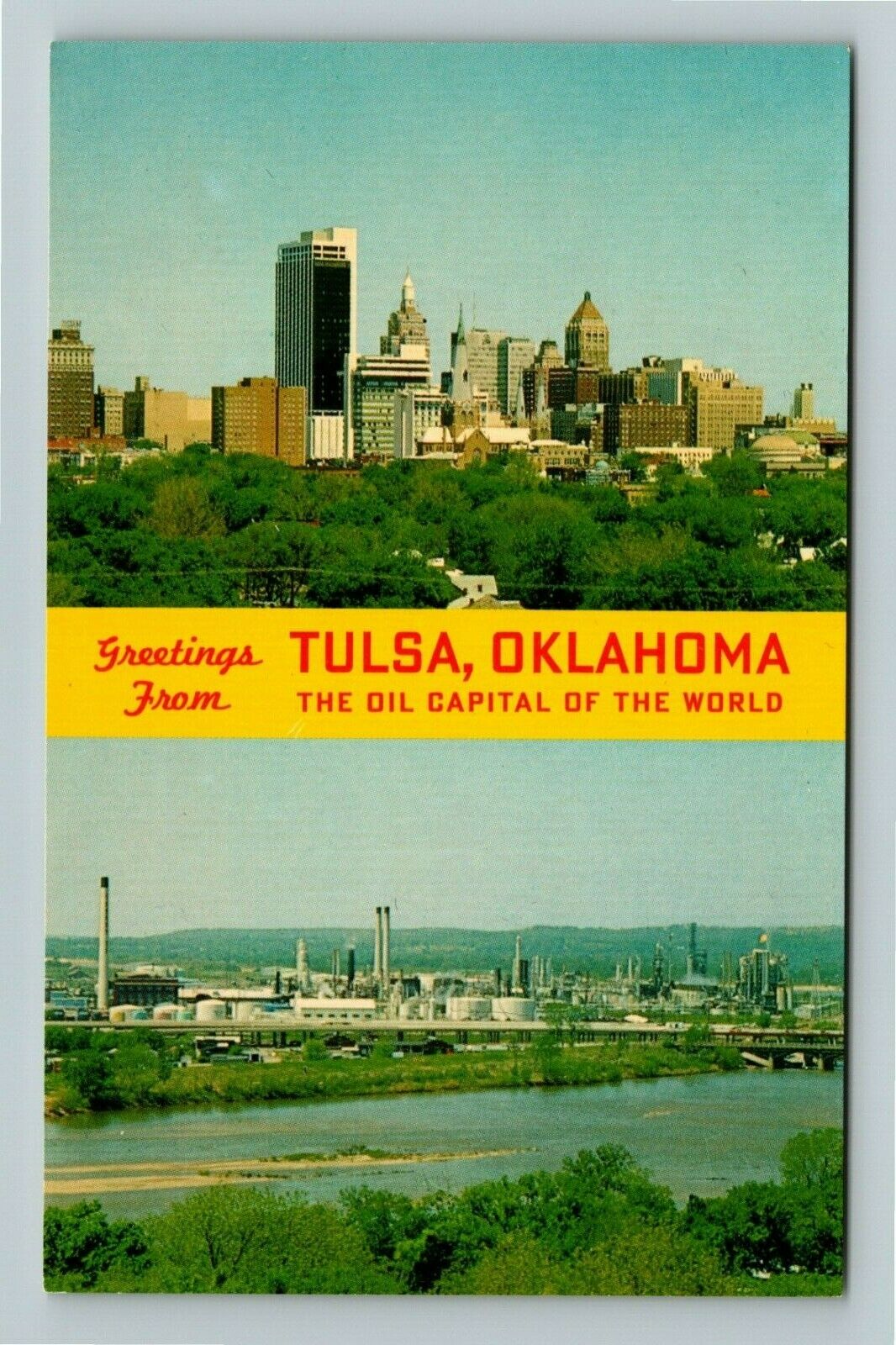 Tulsa OK-Oklahoma, General Greetings, Banner, Skyline City, Vintage Postcard